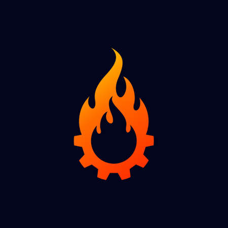 gear and fire vector logo designのイラスト素材