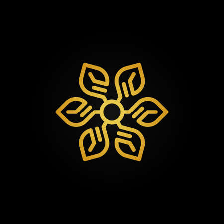 gold flower leaf vector logo designのイラスト素材