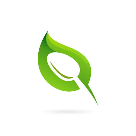 food health symbol, combination leaf with spoon logo designのイラスト素材