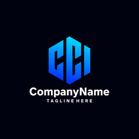 letter c,c,i logo in geometric styleのイラスト素材