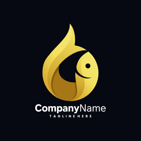 luxury gold fish logo designのイラスト素材
