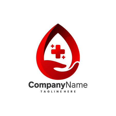blood logo with hand care symbolのイラスト素材