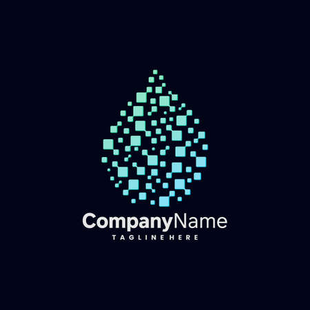 water logo with pixels conceptのイラスト素材