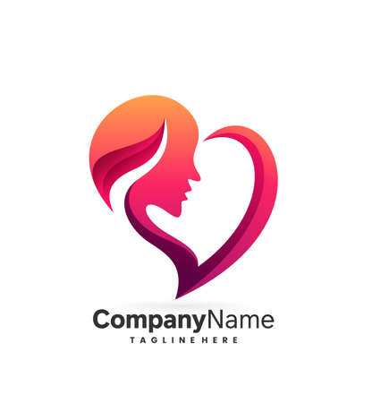 female vector logo, women heart logoのイラスト素材