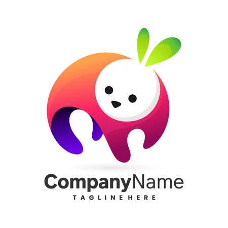 colorful panda vector logoのイラスト素材