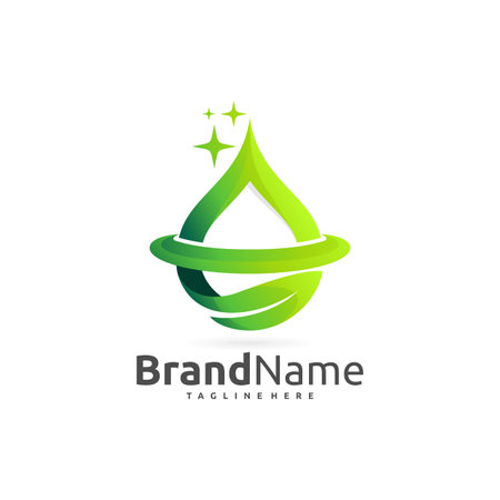 leaf droplet logo design templateのイラスト素材