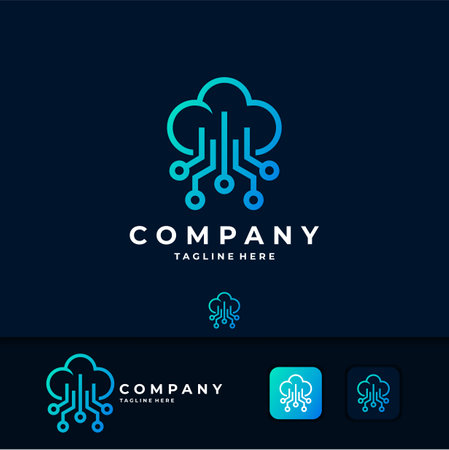 cloud logo with technology conceptのイラスト素材