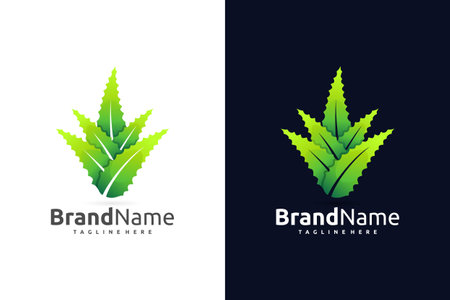 aloe vera herb logo iconのイラスト素材