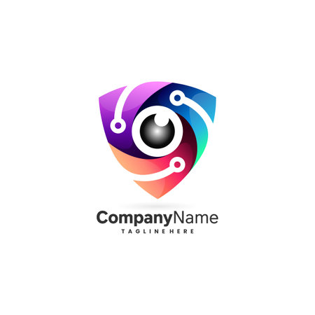 shield eye technology logo iconのイラスト素材