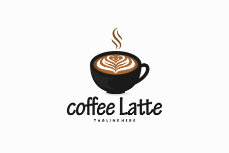 latte art coffee cup vector logo iconのイラスト素材