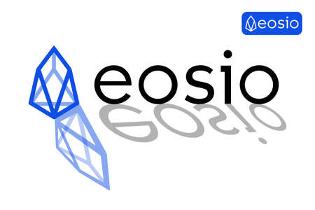 3d vector image of the cryptocurrency logo EOSIO. Author's development. White backgroundのイラスト素材