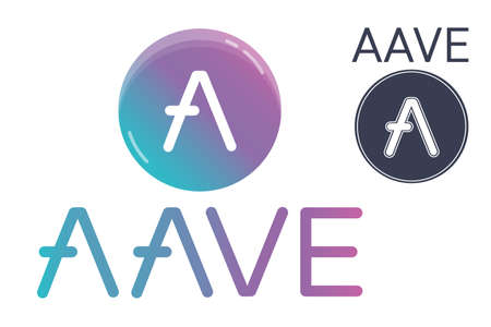 Vector image of the cryptocurrency logo aave. The author's development is based on the original. White background. Coin with a logoのイラスト素材