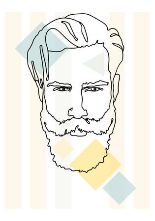 Vector image of a man with a black outline. The art of the face line. For fashion and design.のイラスト素材