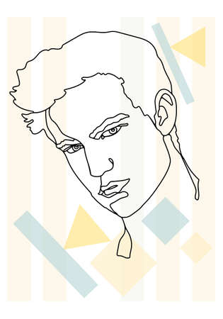 Vector image of a man with a black outline. The art of the face line. For fashion and design.