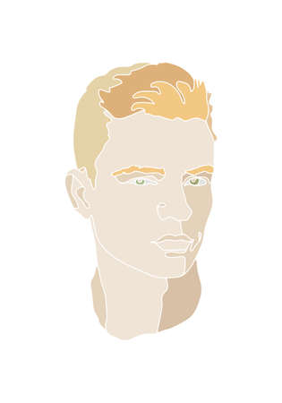 Vector image of a man without a contour. The art of the face line. For fashion and design.のイラスト素材