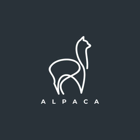 Alpaca isolated on blackのイラスト素材