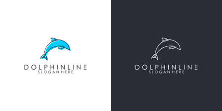 Dolphin line logo design templatesのイラスト素材