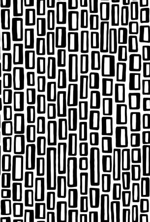 Abstract rectangles hand drawn seamless pattern - black and whiteのイラスト素材