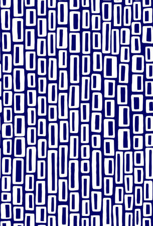 Abstract rectangles hand drawn seamless pattern - white on dark blueのイラスト素材