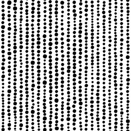 Vertical spotted stripes - Hand drawn, seamless vector pattern - Black on whiteのイラスト素材