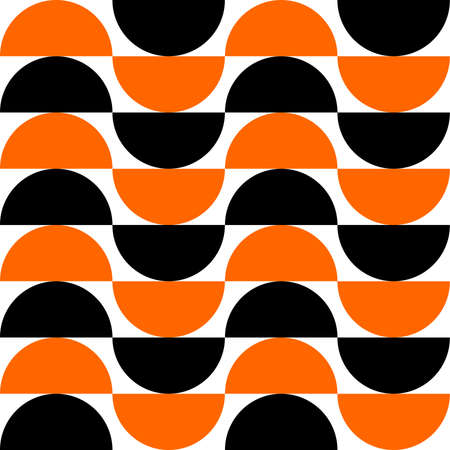 Alternating Crescents 01 -  Seamless Vector Pattern - Orange and Blackのイラスト素材