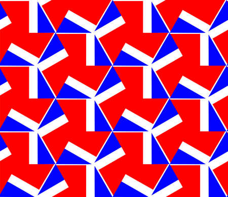 Geometric Abstract - Seamless Pattern Vector - Red, White and Blueのイラスト素材