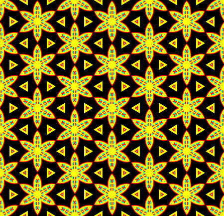Geometric Flowers Seamless Pattern Vectorのイラスト素材