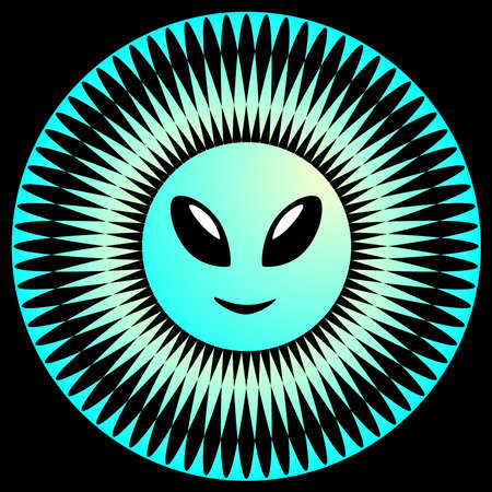 Alien Sun Motif - Cyan and Light Yellowのイラスト素材