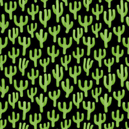 Watercolor Cactus Pattern - on Black - Seamless Vector Pattern (4up)のイラスト素材