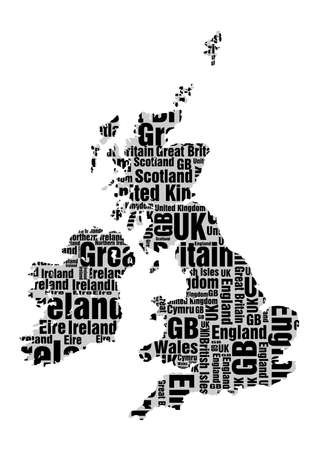 Typographic British Isles - Grey with Black Letteringのイラスト素材
