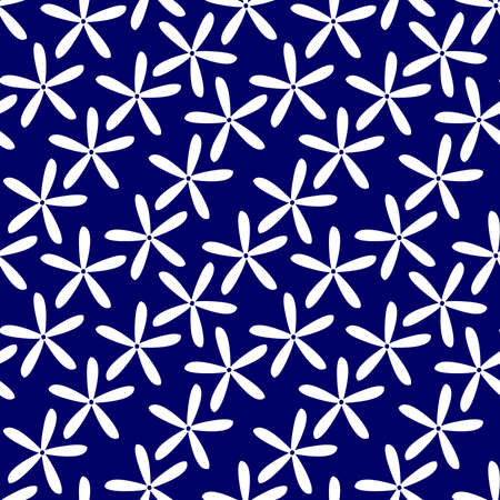 Long Petal Flower Pattern - Seamless Vector Pattern (4up)  - White and Dark Blueのイラスト素材