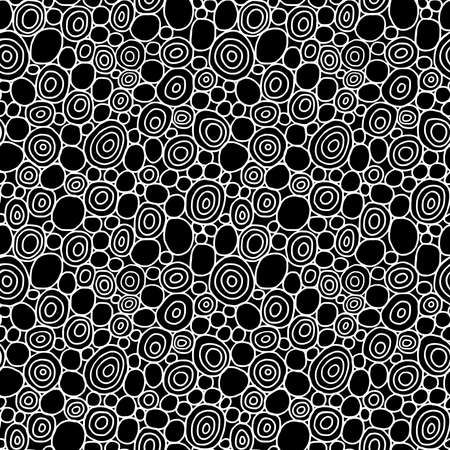 Hand Drawn Circles - Seamless Vector Pattern - White and Blackのイラスト素材