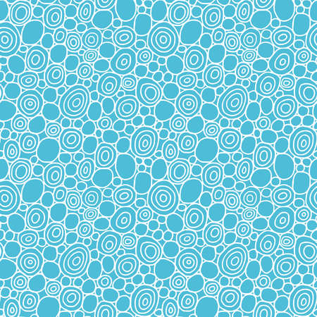 Hand Drawn Circles - Seamless Vector Pattern - White and Blue Greenのイラスト素材