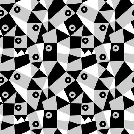 Geometric Abstract - Seamless Vector Pattern (4up) - Grey, Black and Whiteのイラスト素材