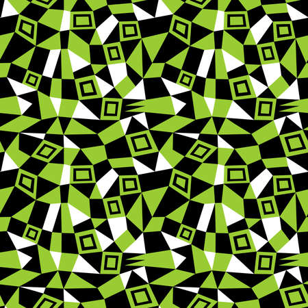 Geometric Abstract - Seamless Vector Pattern (4up) - Martian Green, Black and Whiteのイラスト素材