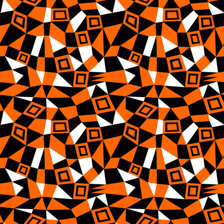 Geometric Abstract - Seamless Vector Pattern (4up) - Orange, Black and Whiteのイラスト素材