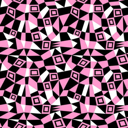 Geometric Abstract - Seamless Vector Pattern (4up) - Pink, Black and Whiteのイラスト素材
