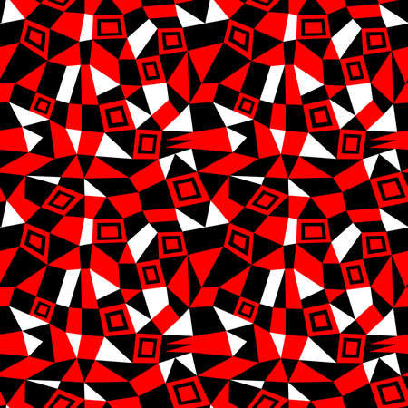 Geometric Abstract - Seamless Vector Pattern (4up) - Red, Black and Whiteのイラスト素材