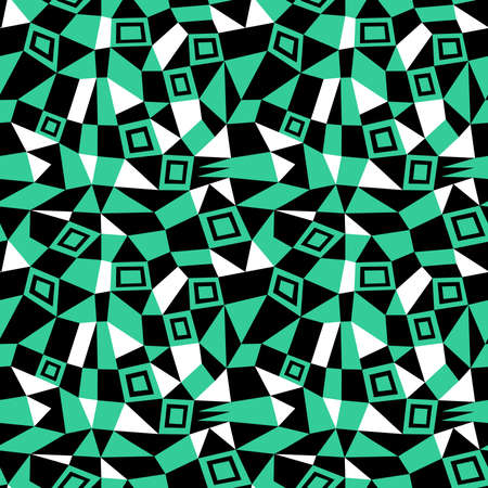 Geometric Abstract - Seamless Vector Pattern (4up) - Sea Green, Black and Whiteのイラスト素材