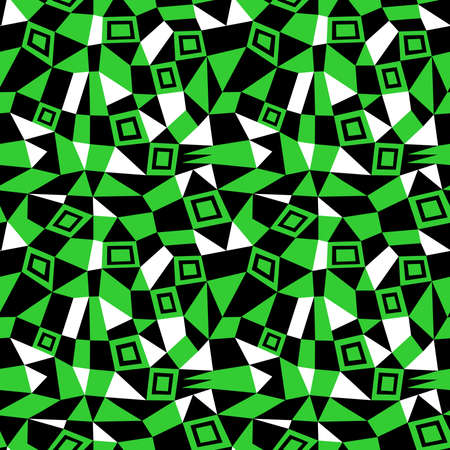 Geometric Abstract - Seamless Vector Pattern (4up) - Spring Green, Black and Whiteのイラスト素材
