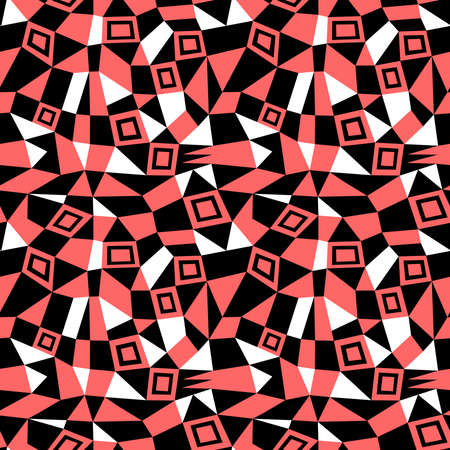 Geometric Abstract - Seamless Vector Pattern (4up) - Tropical Pink, Black and Whiteのイラスト素材