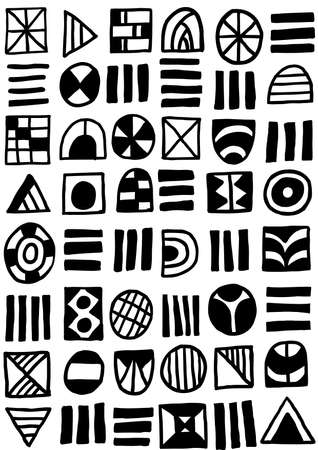 Hand Drawn Abstract Shapes Pattern  060617 - Seamless Pattern Vector - Black on Whiteのイラスト素材