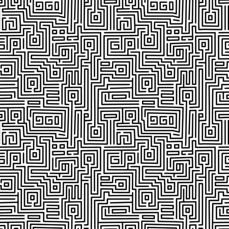 Kuba Style Maze Pattern - Seamless Vector Pattern (4up) - Black and Whiteのイラスト素材