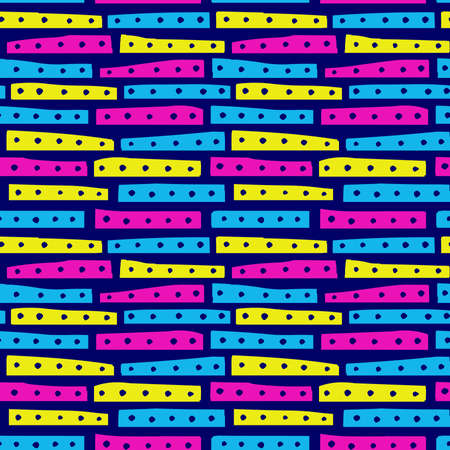 Abstract Strips 101119 - Seamless Vector Pattern - Colours 02 on Dark Blueのイラスト素材