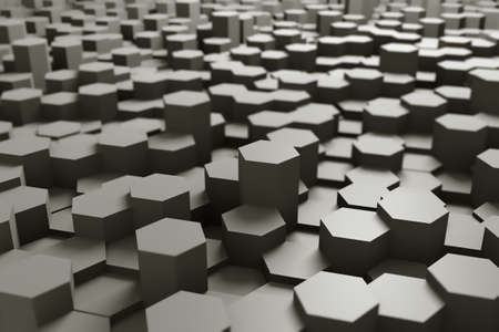 Field of Hexagons - 3d Render - Selective Focus - Warm Toneの写真素材