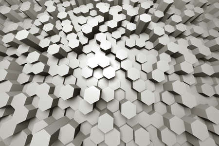 Field of Hexagons From Above - Wide Angle - 3d Render - Warm Toneの写真素材
