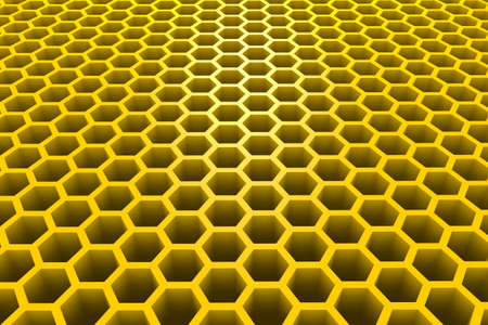 3d Rendered Honeycomb in Perspective - Background - Yellowの写真素材