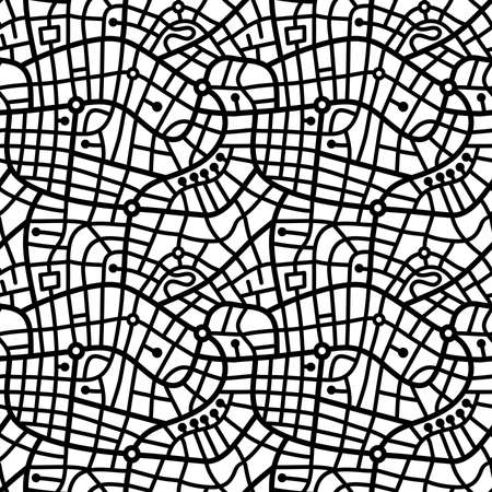 Street Map Pattern (4up) - Bold Black and Whiteのイラスト素材