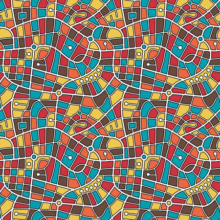 Street Map Pattern (4up) - Black Outlined White Roads with a Patchwork of Harmonious Coloursのイラスト素材