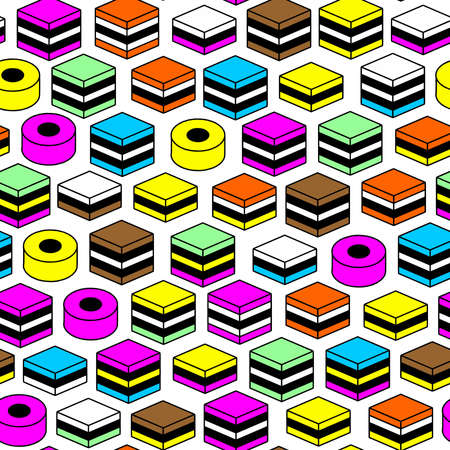 Memphis Style Liquorice All Sorts Pattern - Seamless Vector Patternのイラスト素材